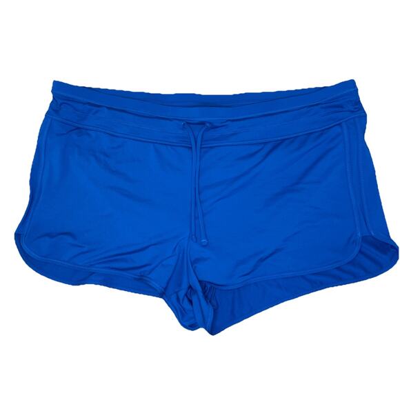 Athleta Women’s L Kata Swim Shorts Drawstring Lined Blue Boy shorts Swimwear - Picture 1 of 6